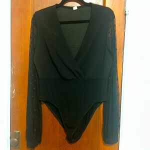 Women’s xl black bodysuit long sleeve